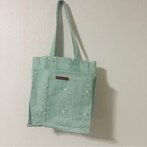 Archer & Olive Reusable Storage Tote Mint Green Pattern Canvas Organizer NEW